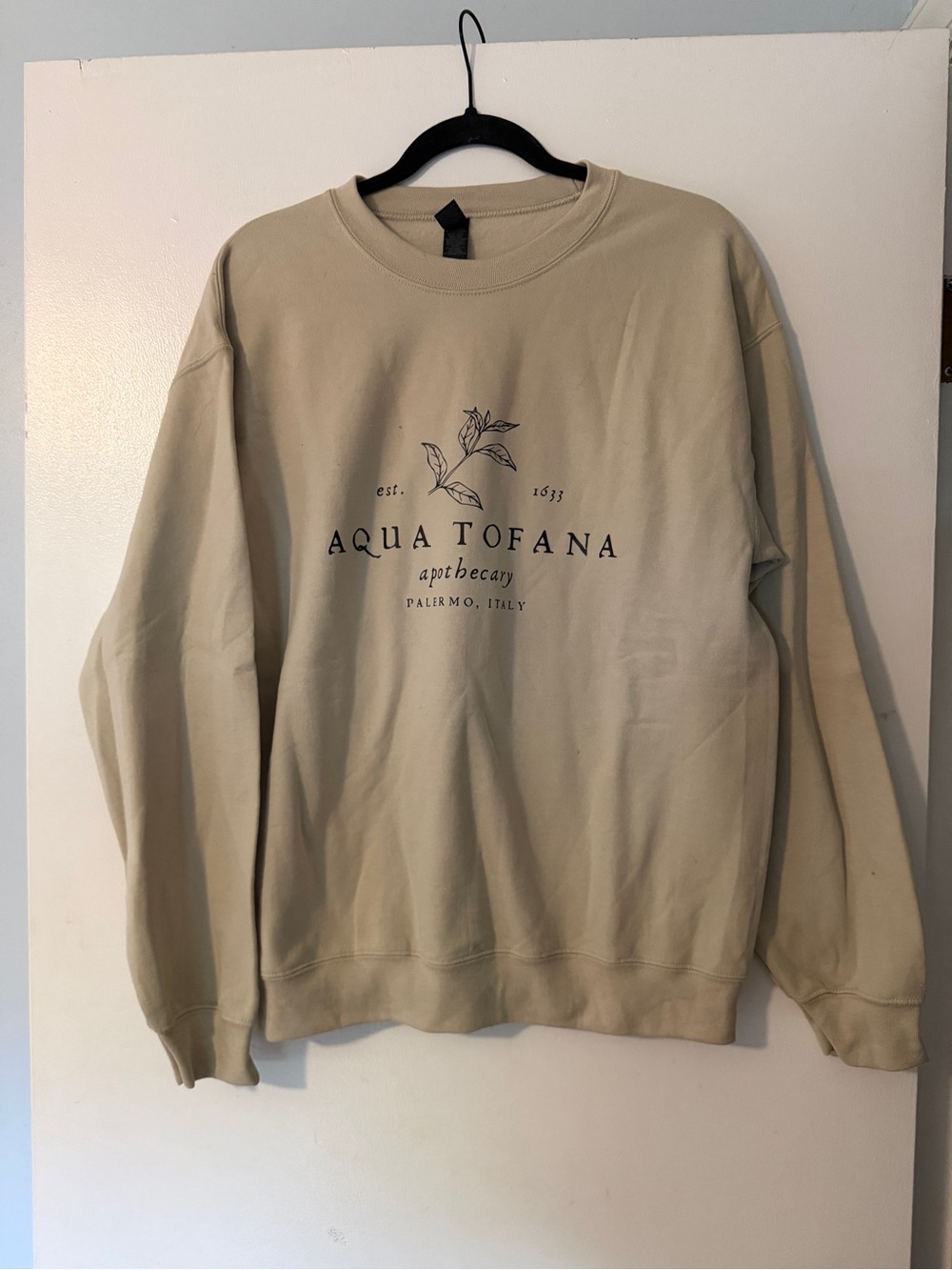 Aqua Tofana Crewneck Sweatshirt in Beige, Size M
